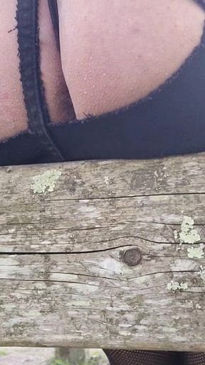 Mini-Skirt Ras la Foufoune, Heels, Stockings Little Bows on a Public Parking Lot 20Apr26 BRUNOy91 VaneSsaBiTCHx PariS