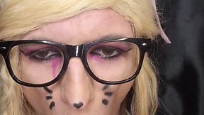 Crossdresser puts in some serious deepthroat training