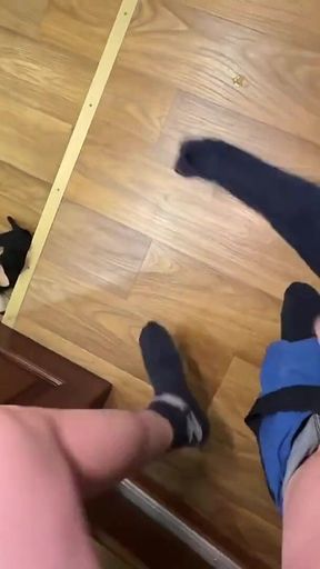 Stepson Ripped Pantyhose, Huge Cum Load in Big Ass Stepmom. MILF Creampie