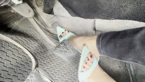 Ely pumps the pedal with high heels and her divinely arched feet