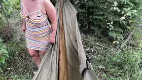 Horny blonde rubs her wet pussy in public