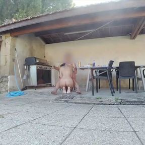 My step sister sucks my cock by the pool deep throat