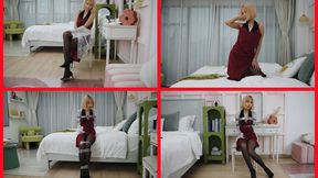 4K036 A young woman bound with silver tape
