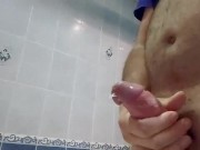 Huge cumshot in bathroom slow motion