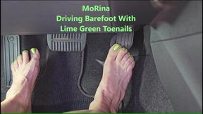 Driving Barefoot With Lime Green Toenails - MoRina Foot fetish (mobile version)