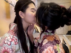 Busty Japanese babes in awesome lesbian action