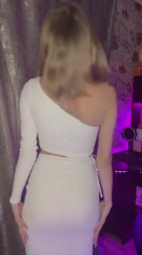 Daddy, how do you like my new dress? Or is it better without it?