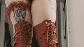 Boot Worship Red Stiletto Thigh High PVC Boots