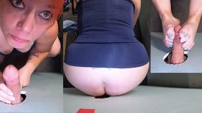 Stepmom gets blown, pounded and creampie'd at the filthy glory hole anal&#x1F44C; adventure!