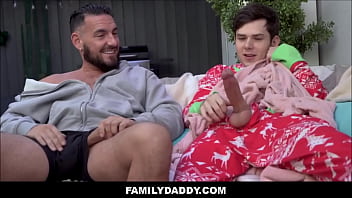 FamilyDaddy - Cute Step Son &amp_ Hunk Step Dad Family Fuck After Jerking Off Together - Dakota Lovell, Derek Allen