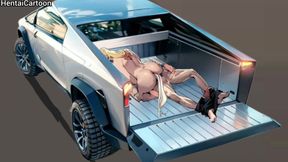 Hot Car Sex with the Secretary on a Tesla Cybertruck in the Parking Lot Hentai Cartoon Porn Animation