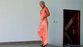 Judith's Underwater Strip - peach slip dress