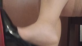 Nude Stockings & Black Heels – Leg Crossing, Foot Tap & Dangling