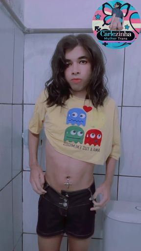 Carlezinha - Perverted Trans Woman Naked in Heels, Masturbating Frantically Moaning Like a Bitch.
