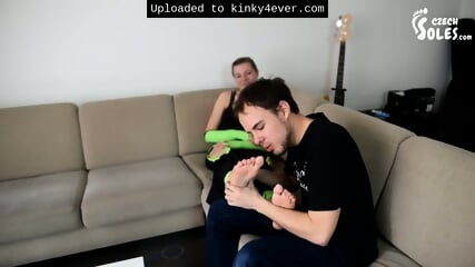 Cute Lady Gets Her Mature Feet Sniffed And Massaged On The Sofa (czech
