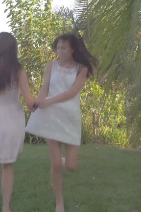 Sexy tight pussy hot brunette cums for you by masturbating outdoors