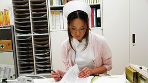 Amazing nurse, Mika Kojima is masturbating for her patient