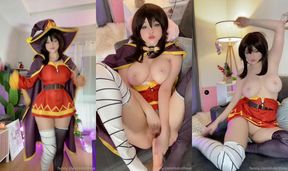 hidori rose grinds a dildo machine as megumin porn video