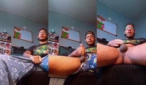 Gamer ass raw cum filling office hard solo jackoff massive load