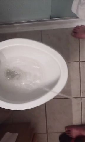 Over a minute long piss with semi boner