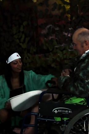 Latina Nurse Gets Roughly Used by Disabled Old Man