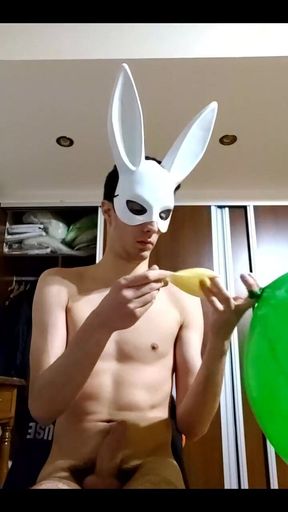 Bunny Looner Blowing up Big Balloons While Jerking off on Stream