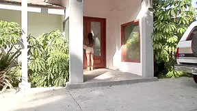 Brunette gorgeous ebony with great big natural tits gets a big surprise