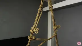 Slutty girl Mila gets tied up and pleasured in intense bondage suspension