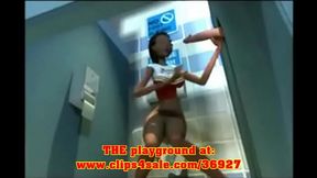 3D Ebony cartoon glory hole!Pre