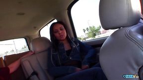 He picks up ebony teen at the bus stop and plows her pussy at home