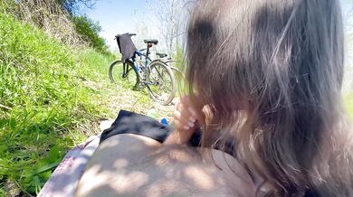 Sporty teen gets pounded and creampied on riverbank by older lover