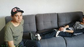 Twink Tickling Humiliation: 18-Year-Old Cutie Alan Gets Tied Up, Ballgagged & Receives Endless Full Body Tickling Treatment By His Two Mates. They Have No Mercy With Him & Love To Watch Him Squirm & Beg. Alan Deserves It! :-P