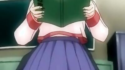 Big-titted cartoon girls in uniform share a steamy threesome in the bathroom