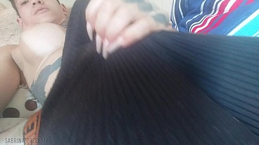 Travesti do pau peludo se gozando toda pela manhã, Sabrina Prezotte 20cm de prazer