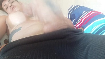 Travesti do pau peludo se gozando toda pela manhã, Sabrina Prezotte 20cm de prazer