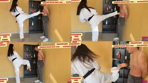 80kg, Black Belt Karate Girlfriend, Hard Kick Punishment, Game 5, Round 1