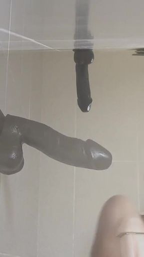 Good Views of Riding Large Black Cock Dildo