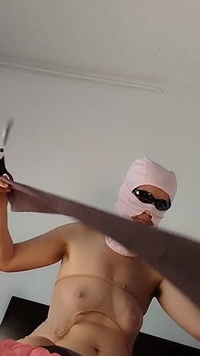 Sexy and Naughty Wife Tries on Clothes That She Cuts.