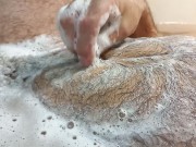 Вelly button play. Hairy belly of a bear.