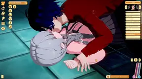 Fucking anime girl in a cellar, beautiful blowjobs