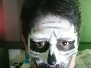 Amateur skull makeup guy