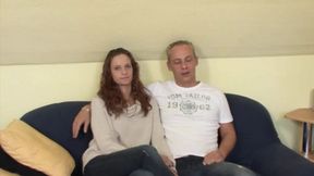 Slut threesome fuck with husband and lover in the same bed - 2