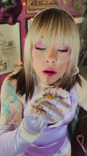Gloved Smoking With British Cutie, Tina Snua. Smoking A Cigarette In Satin Elbow Gloves &amp; Rings