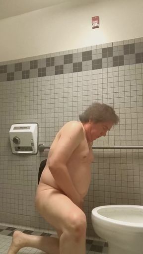 American Nudist: Using a Public Toilet to Freshen up