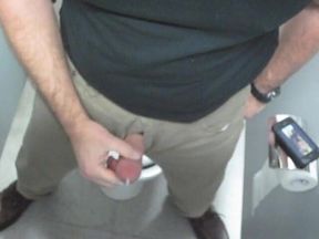 Me Jerk off and Cumming in a Bathroom at the Office