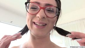 alex more gets big cock and big load on her glasses