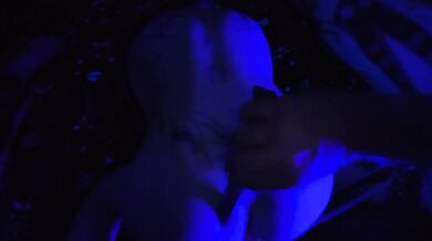 Blacklight play NIGHT with fat ass white girl bondage kink