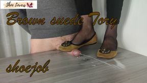 Ocher Tory Burch flats cock trampling