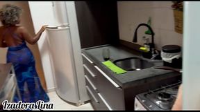 My brother-in-law filled my curvy white ass with cum in the kitchen