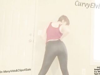 Taut shiny leather panties booty tease pawg leggings ass shaking